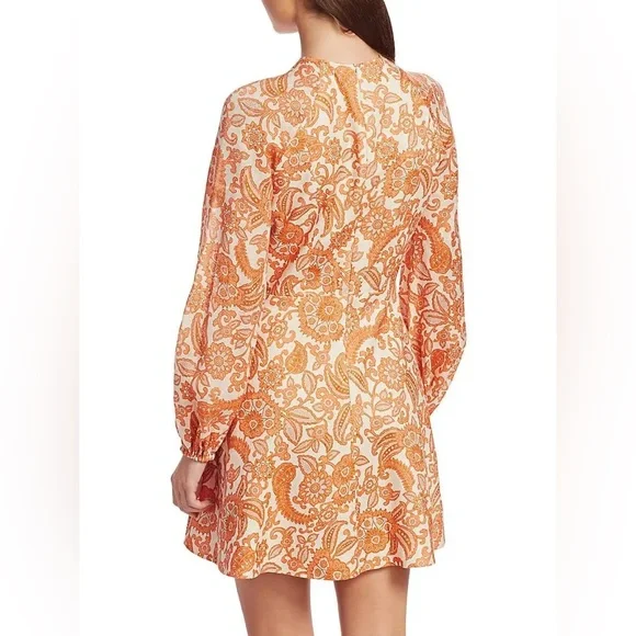 zimmermann peggy scallop short dress Zimmermann Peggy Scallop Short Dress Orange Paisley